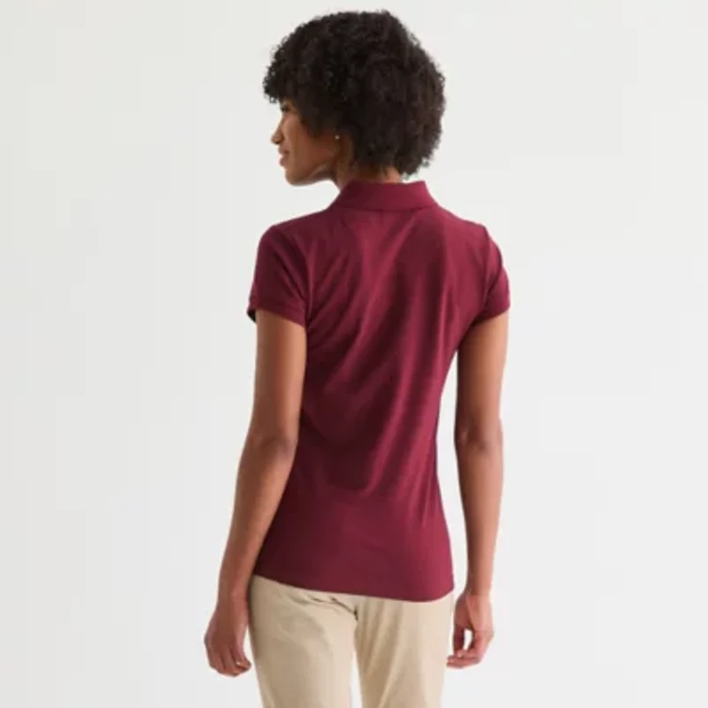 IZOD Womens Juniors Short Sleeve Polo Shirt