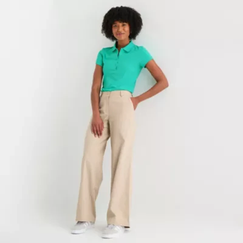 IZOD Womens Wide Leg Straight Fit Juniors Flat Front Pant