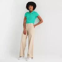 IZOD Womens Wide Leg Straight Fit Juniors Flat Front Pant