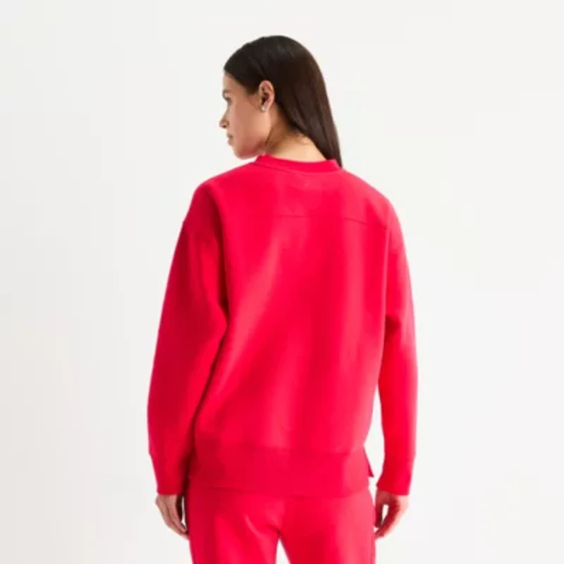 Xersion Womens Oversized Super Soft Fleece Crewneck Sweatshirt