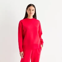 Xersion Womens Oversized Super Soft Fleece Crewneck Sweatshirt