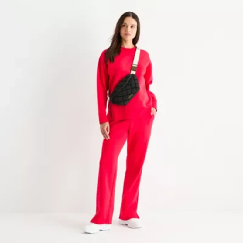 Xersion Womens Oversized Super Soft Fleece Crewneck Sweatshirt