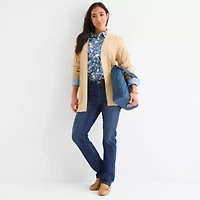 St. John's Bay Womens Long Sleeve Open Front Cable Knit Cardigan