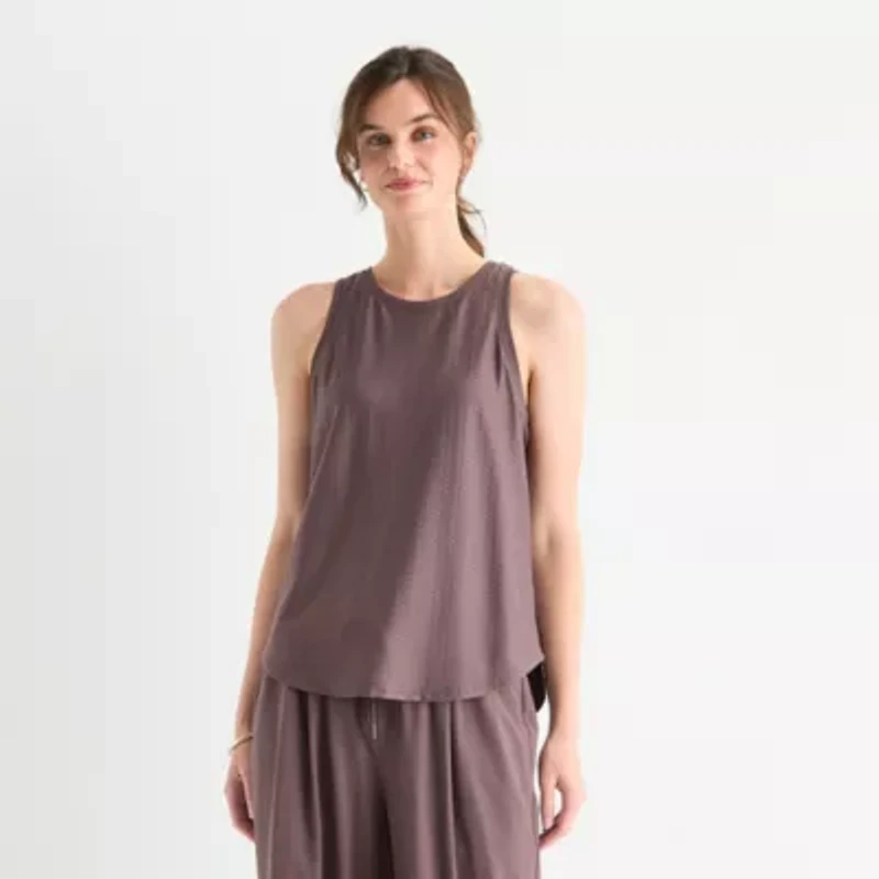 Stylus Womens Crew Neck Sleeveless Tank Top