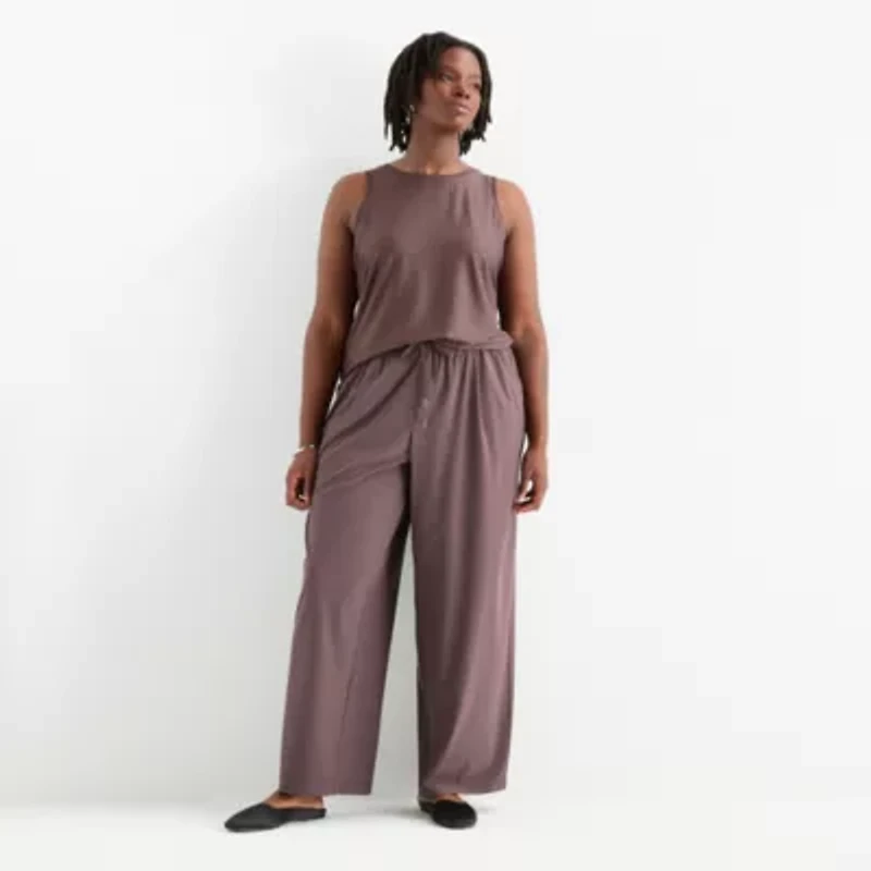 Stylus Womens Mid Rise Wide Leg Palazzo Pant-Plus