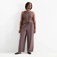 Stylus Womens Mid Rise Wide Leg Palazzo Pant-Plus