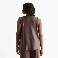 Stylus Womens Plus Crew Neck Sleeveless Tank Top