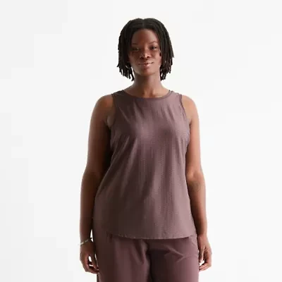 Stylus Womens Plus Crew Neck Sleeveless Tank Top