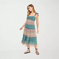 City Triangle Womens Sleeveless Paisley Midi Fit + Flare Dress Juniors
