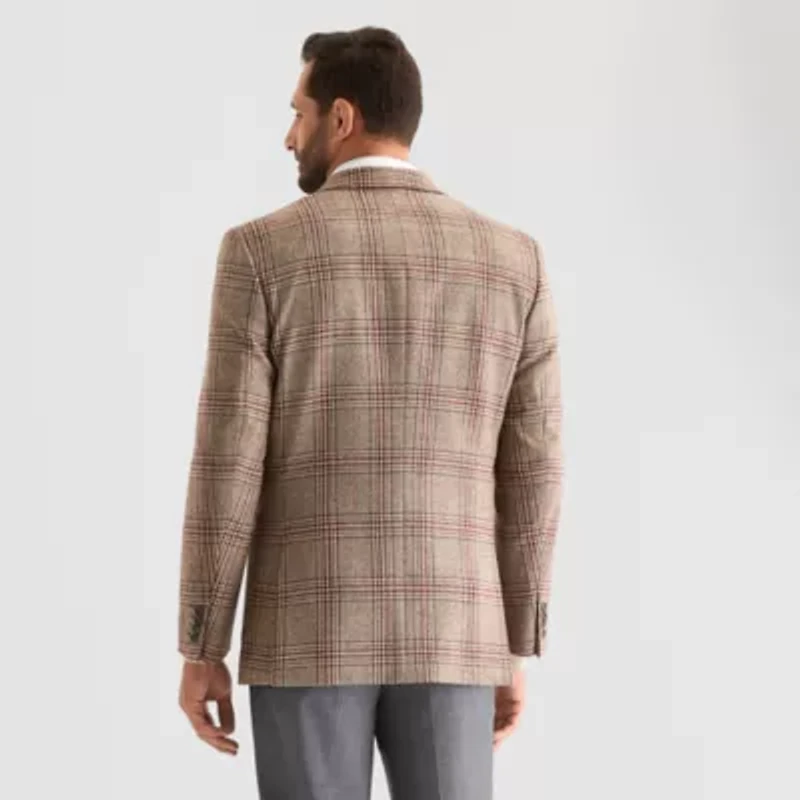 Stafford Mens Plaid Classic Fit Sport Coat