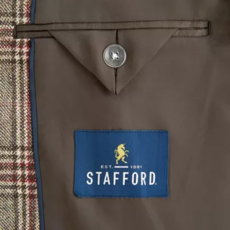 Stafford Mens Plaid Classic Fit Sport Coat