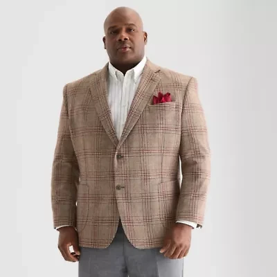 Stafford Mens Big and Tall Plaid Classic Fit Sport Coat