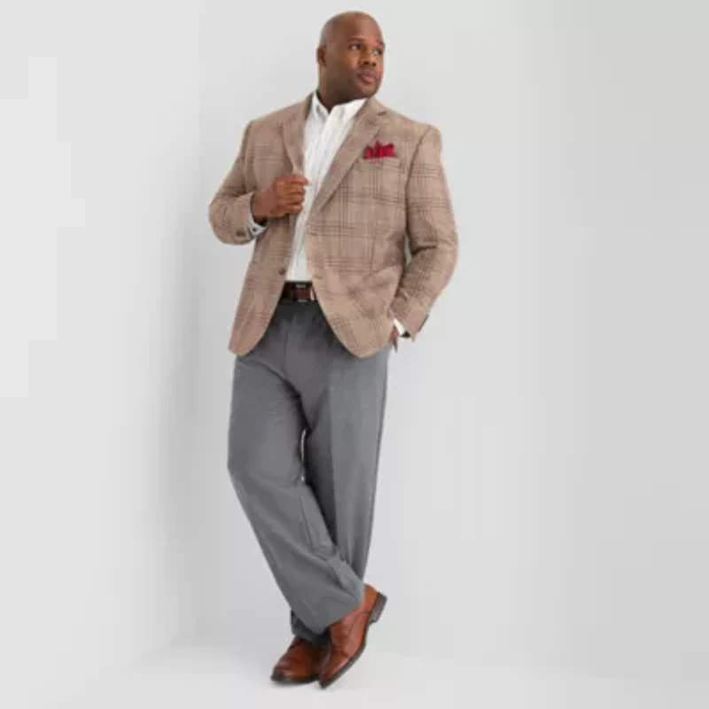 Stafford Mens Big and Tall Plaid Classic Fit Sport Coat