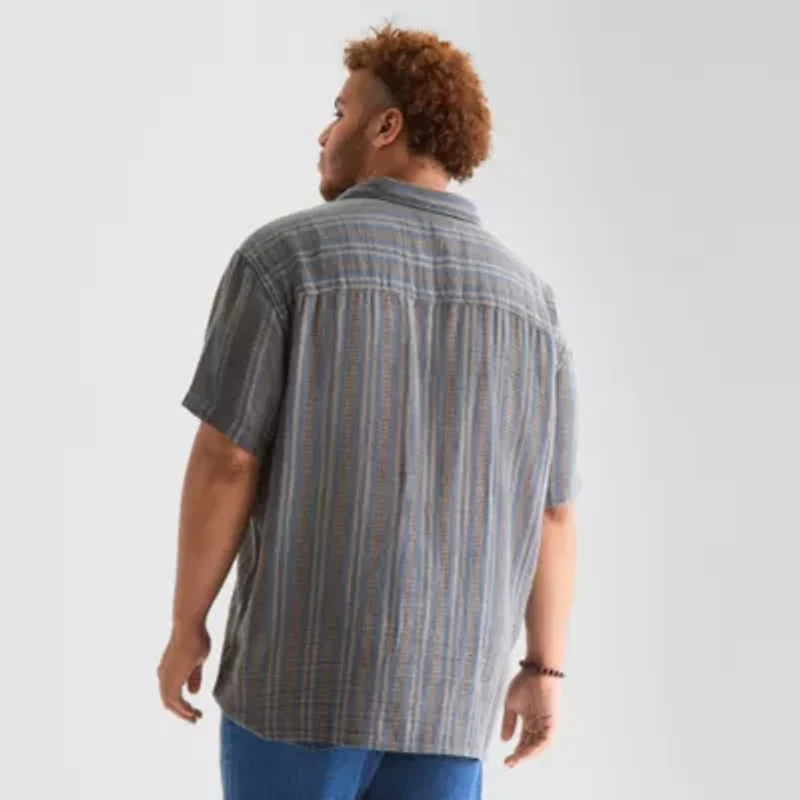 Arizona Mens Big and Tall Short Sleeve Button Down Shirt