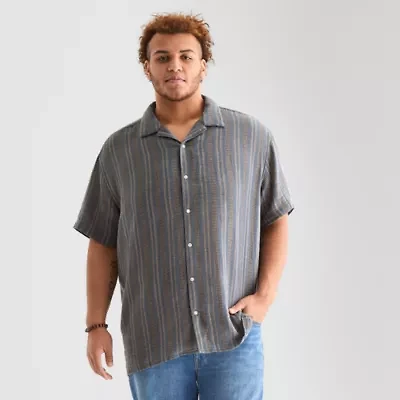 Arizona Mens Short Sleeve Relaxed Fit Big and Tall Button-Down Shirt