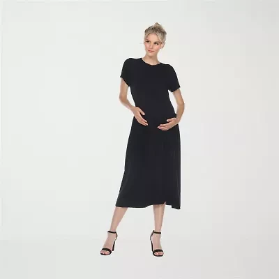 White Mark Womens Short Sleeve Maternity Maxi Dress