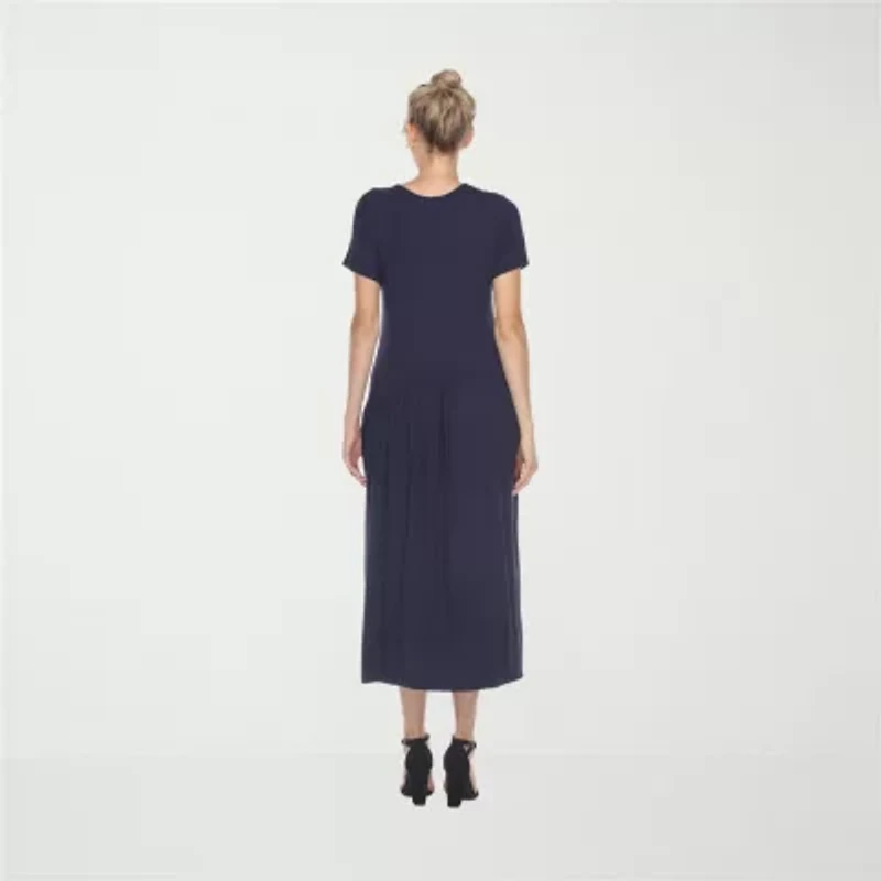 White Mark Womens Maternity Crew Neck Short Sleeve Fitted Maxi Dress