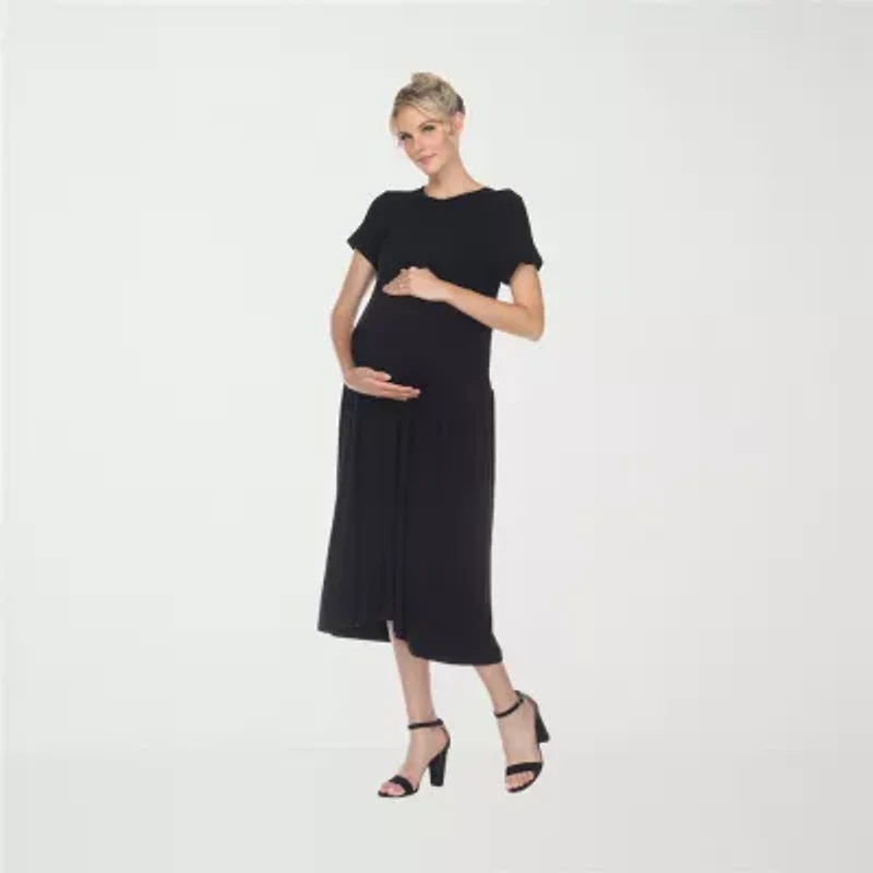 White Mark Womens Short Sleeve Maternity Maxi Dress