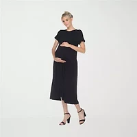 White Mark Womens Short Sleeve Maternity Maxi Dress