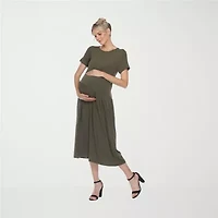 White Mark Womens Maternity Short Sleeve Maxi Dress