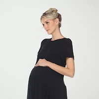 White Mark Womens Short Sleeve Maternity Maxi Dress