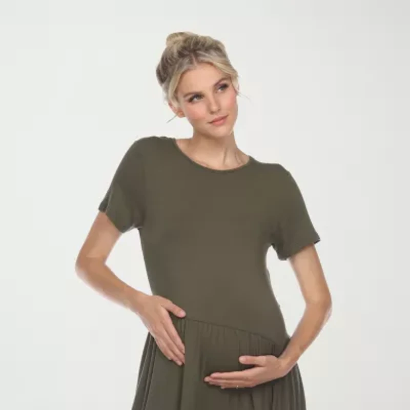 White Mark Womens Maternity Short Sleeve Maxi Dress