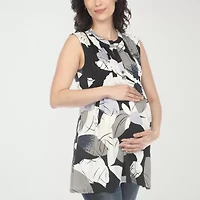 White Mark Maternity Womens Crew Neck Sleeveless Tunic Top