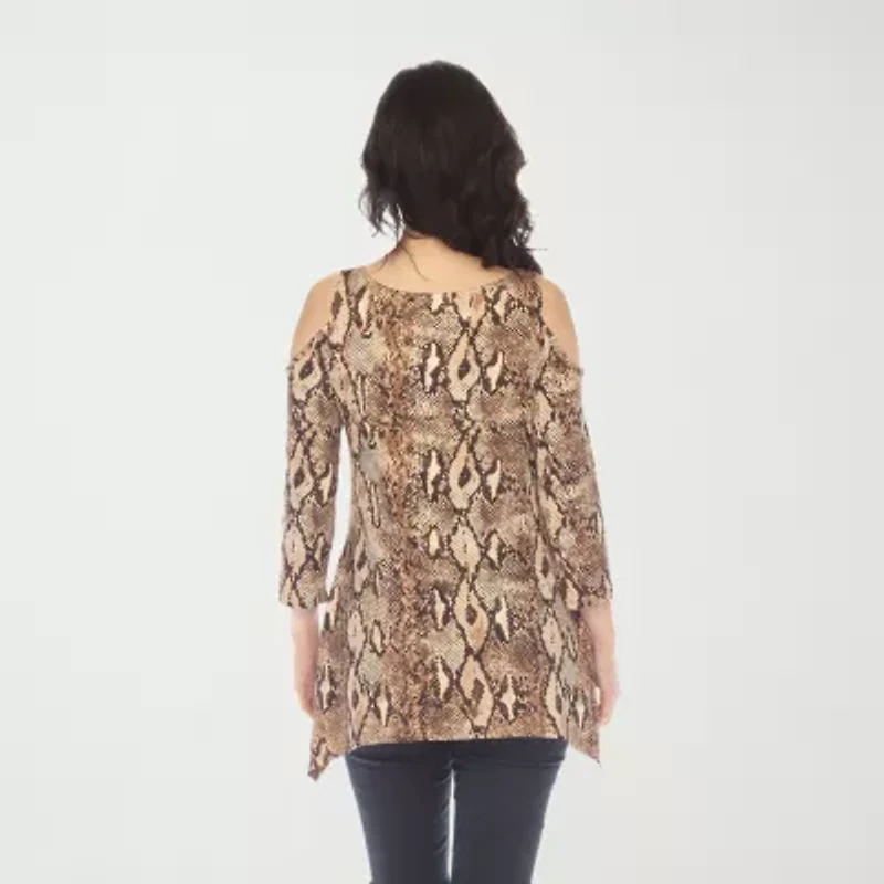 White Mark Maternity Womens Round Neck 3/4 Sleeve Tunic Top