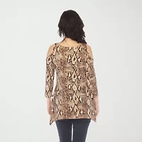 White Mark Maternity Womens Round Neck 3/4 Sleeve Tunic Top
