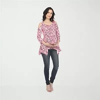 White Mark Maternity Womens Round Neck 3/4 Sleeve Tunic Top