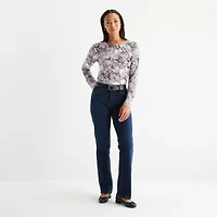 Liz Claiborne Womens Round Neck Long Sleeve Blouse