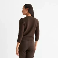 Liz Claiborne Womens Crew Neck Long Sleeve Pullover Sweater