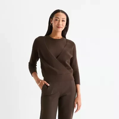 Liz Claiborne Womens Crew Neck Long Sleeve Pullover Sweater