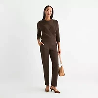 Liz Claiborne Womens Crew Neck Long Sleeve Pullover Sweater