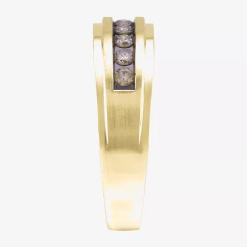 (Champagne / I2-I3) Mens 7MM 1/2 CT. T.W. Genuine Champagne Diamond 10K Gold Wedding Band