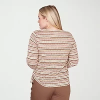 Alfred Dunner Spice Market Womens Crew Neck 3/4 Sleeve T-Shirt