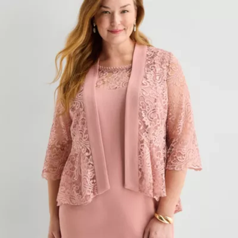 Maya Brooke Womens Plus Jacket Dress