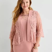 Maya Brooke Womens Plus Jacket Dress