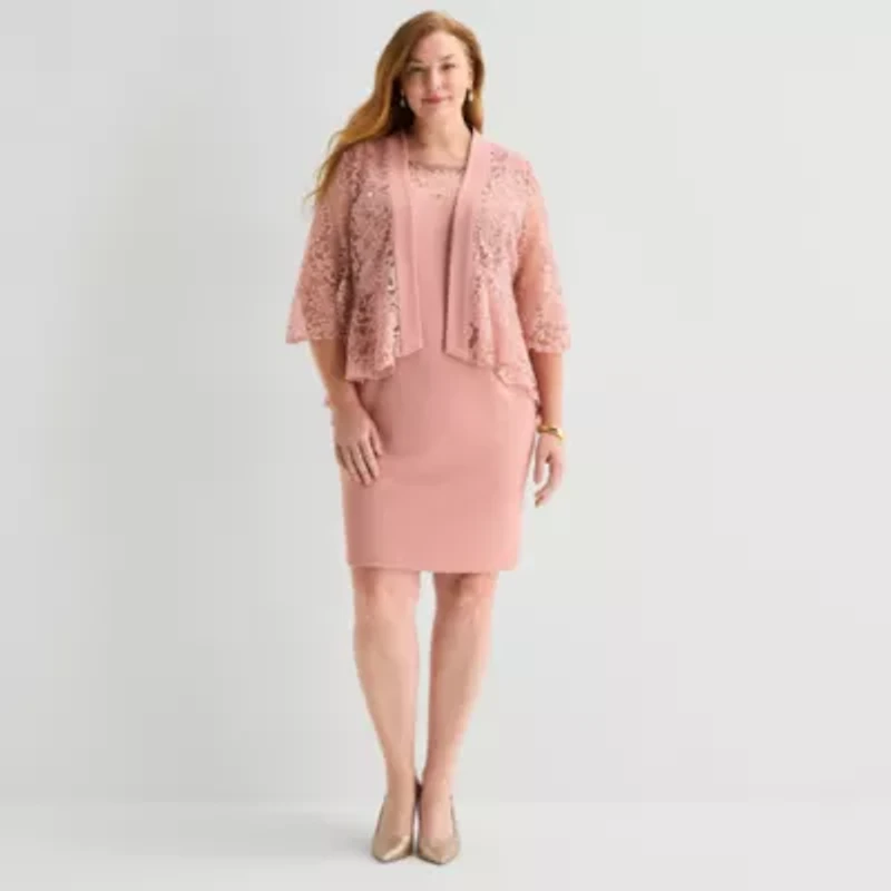 Maya Brooke Womens Plus Jacket Dress