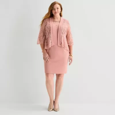 Maya Brooke Womens Plus Jacket Dress