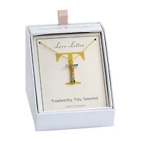 Sparkle Allure Initial Womens Multi Color Cubic Zirconia 14K Gold Over Brass 16 Inch Pendant Necklace