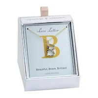 Sparkle Allure Initial Womens Multi Color Cubic Zirconia 14K Gold Over Brass 16 Inch Pendant Necklace