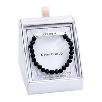 Sparkle Allure Empowerment Womens Black Agate Bar Beaded Bracelet