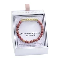 Sparkle Allure Empowerment Rhodonite Womens Pink 14K Gold Over Brass Bar Beaded Bracelet