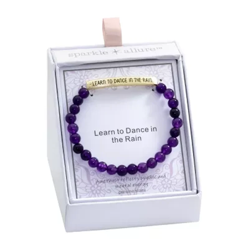 Sparkle Allure Empowerment Womens Purple Amethyst 14K Gold Over Brass Bar Beaded Bracelet