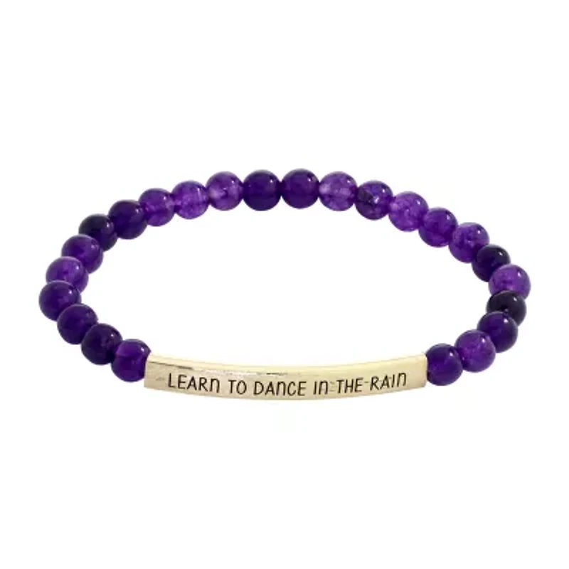 Sparkle Allure Empowerment Womens Purple Amethyst 14K Gold Over Brass Bar Beaded Bracelet