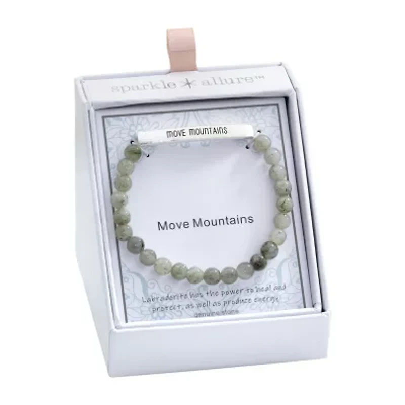 Sparkle Allure Empowerment Labradorite Womens Gray Bar Beaded Bracelet