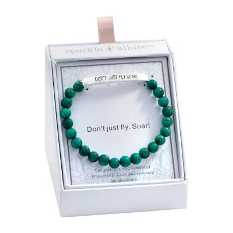 Sparkle Allure Empowerment Imperial Jasper Womens Blue Bar Beaded Bracelet