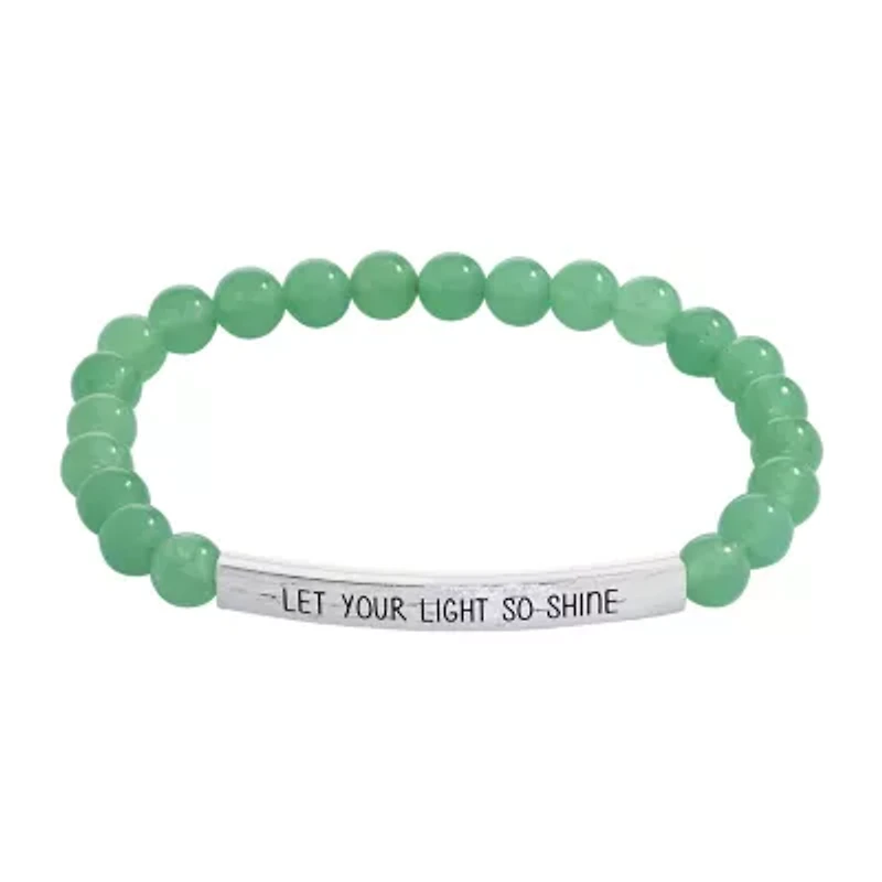 Sparkle Allure Empowerment Womens Green Aventurine Bar Beaded Bracelet