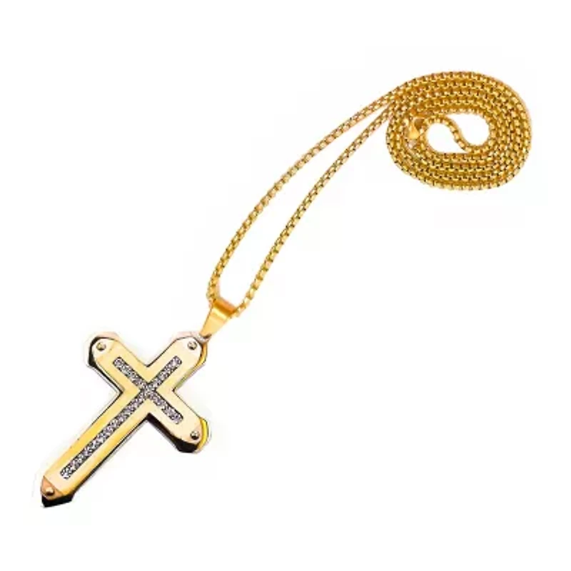 Mens Cubic Zirconia Stainless Steel Cross 2-pc. Jewelry Set